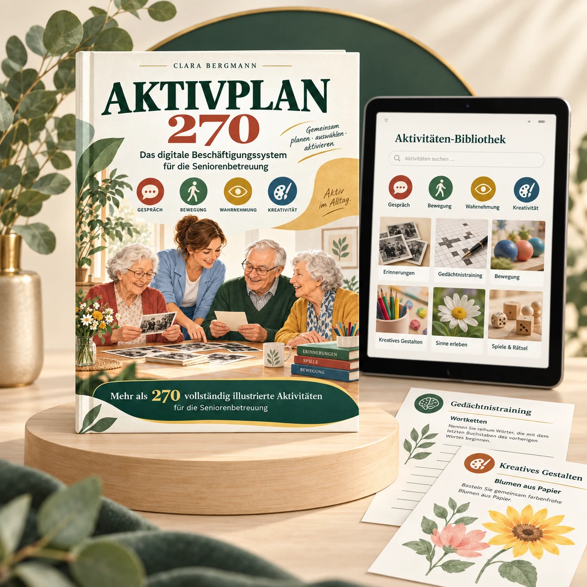 Professionelles Mockup des AktivPlan 270 Hauptprodukts mit Web-App
