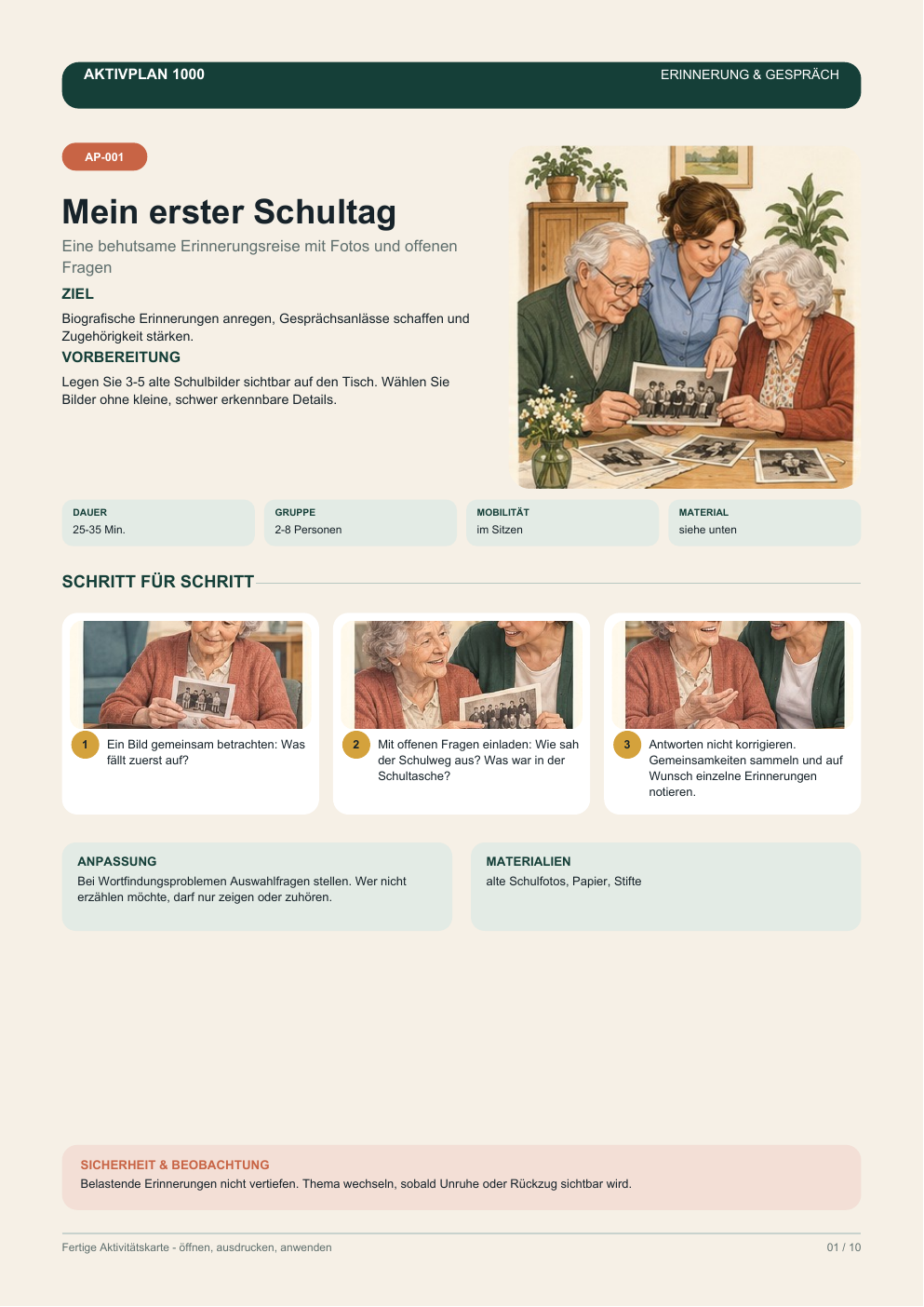 Beispiel einer illustrierten Erinnerungsaktivität