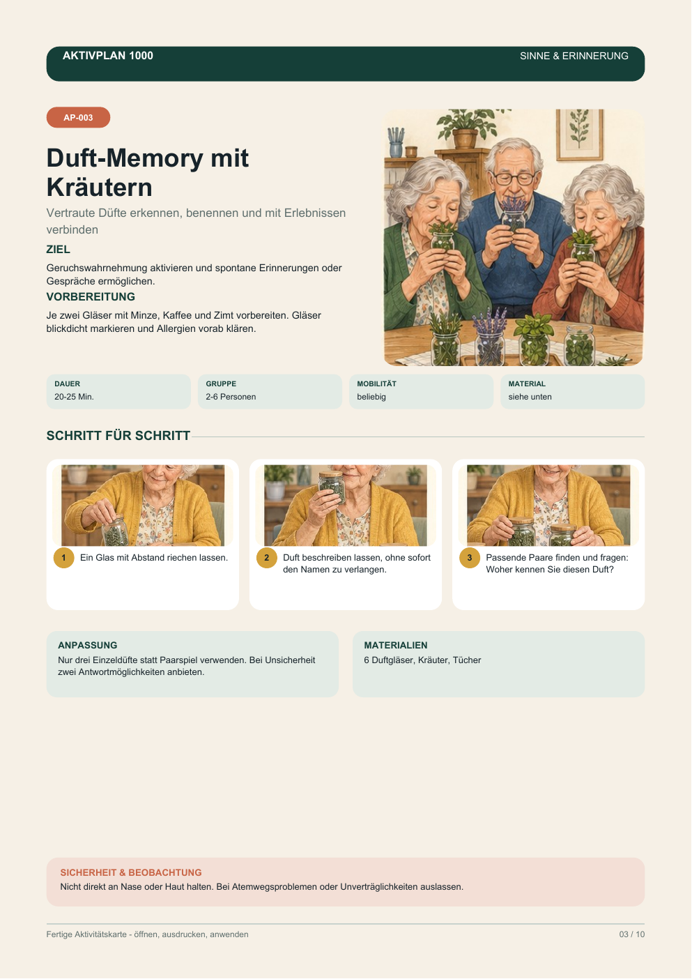 Beispiel einer bebilderten Gruppenaktivität